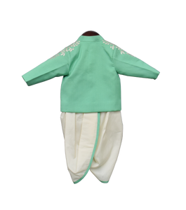 Boys Sea Green Ajkan With Dhoti