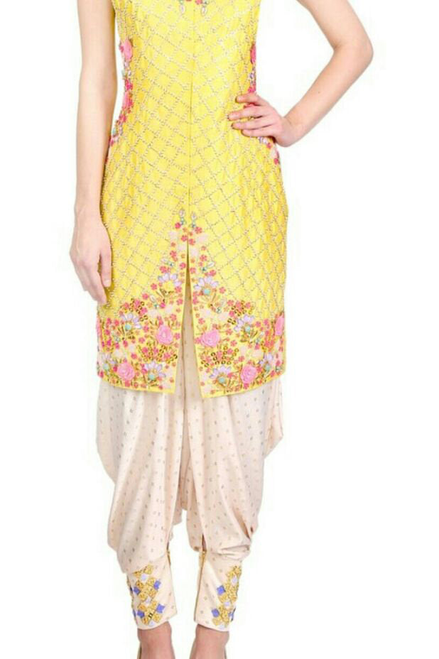 White and Yellow Dhoti Set by Tie & Dye Tale | The Secret Label