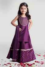 Load image into Gallery viewer, Girls Purple Circular Skirt And Choli Set With Dupatta For Girls