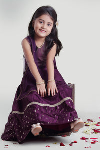 Girls Purple Circular Skirt And Choli Set With Dupatta For Girls
