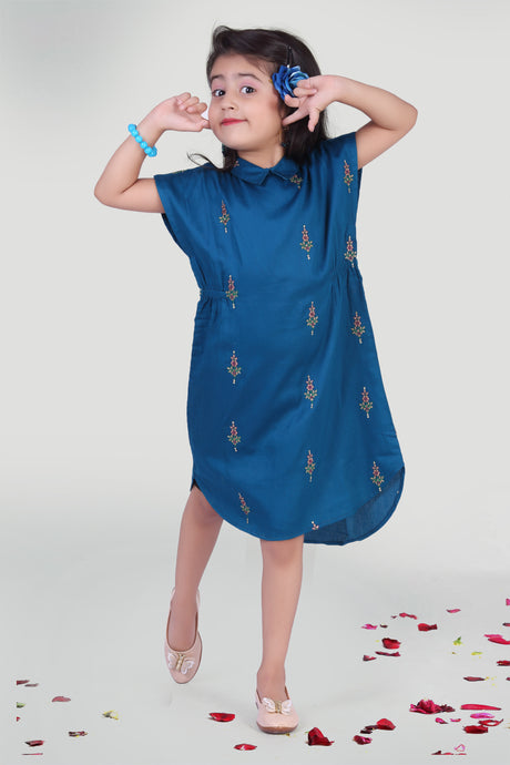 Girls Blue Cotton Kaftan For Kids