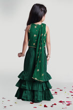 Load image into Gallery viewer, Girls Green Sharara And Top Set With Dupatta For Girls