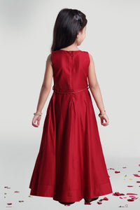 Girls Wine Maroon Party Gown For Girls
