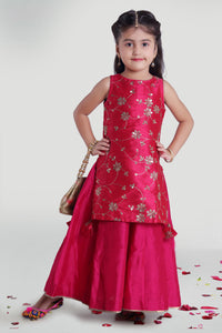 Girls Fuchsia Layer Kurta Wear For Girls