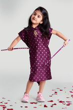 Load image into Gallery viewer, Girls Purple Poly Silk Kaftan For Kids