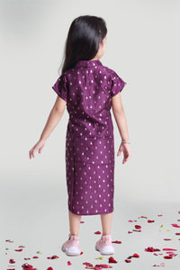 Girls Purple Poly Silk Kaftan For Kids