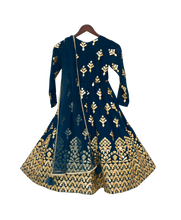 Load image into Gallery viewer, Girls Teal Blue Gota Embroidery Anarkali