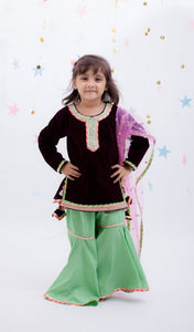 Girls Velvet Kurti With Sharara