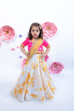 Load image into Gallery viewer, Girls White Sequence Lehenga With Hot Pink Choli And Dupatta