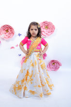 Load image into Gallery viewer, Girls White Sequence Lehenga With Hot Pink Choli And Dupatta