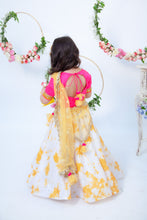 Load image into Gallery viewer, Girls White Sequence Lehenga With Hot Pink Choli And Dupatta