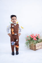 Load image into Gallery viewer, Boys White Shirt With Brown Waist Coat And Pant With Animals Motifs