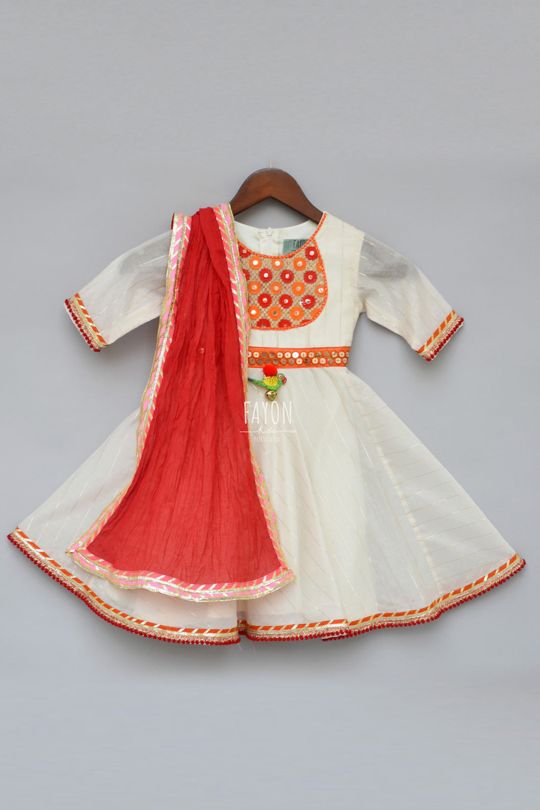 Girls White Anarkali Dress