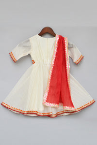 Girls White Anarkali Dress