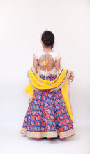 Load image into Gallery viewer, Girls White Embroidery Choli With Blue Printed Lehenga