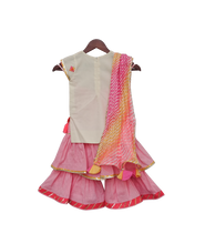 Load image into Gallery viewer, Girls White Multi Colour Bootie Kurti With Pink Sharara