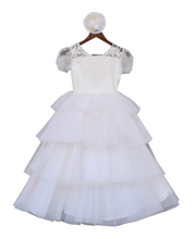 Load image into Gallery viewer, Girls White Net Frill Gown