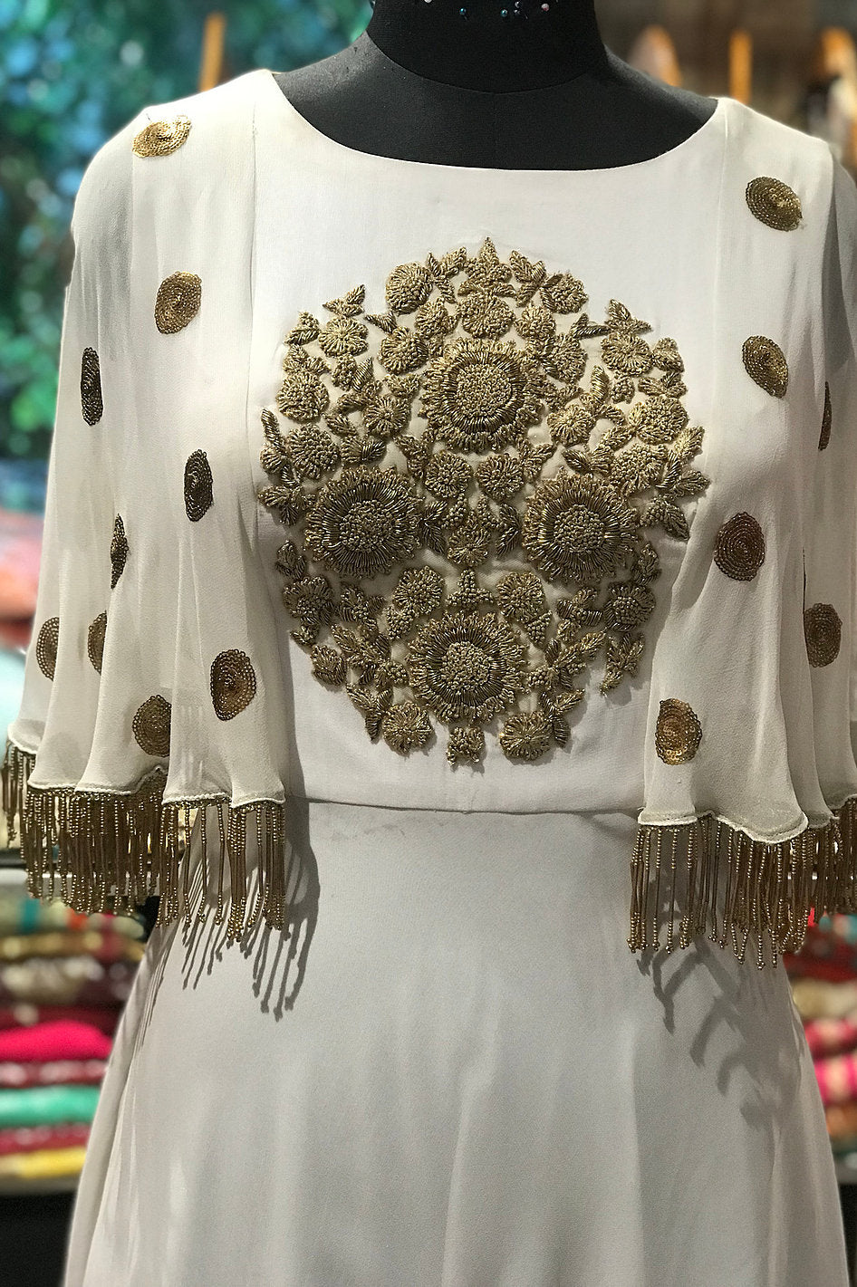 Embellished Gown with Cape by Ohaila Khan