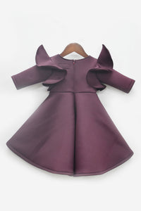 Girls Wine Colour Neoprene Dress