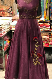 Wine Silk Gown for Women