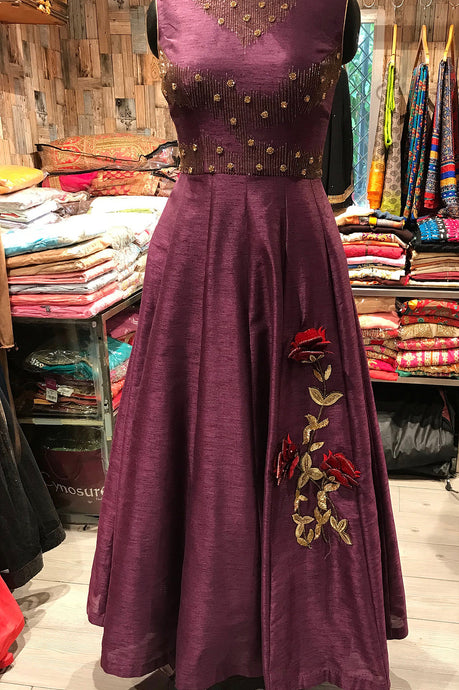 Wine Silk Gown by Perfect Panache 