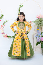 Load image into Gallery viewer, Girls Yellow Brocade And Velvet Anarkali