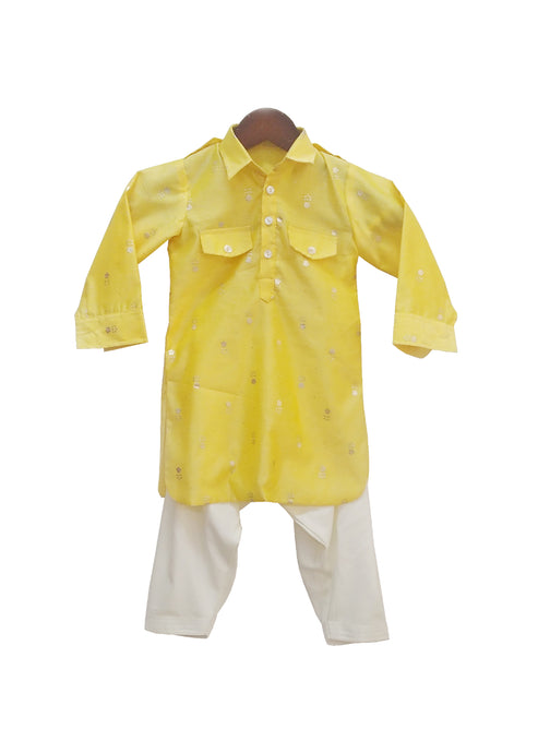 BOYS Yellow Chanderi Kurta With Salwar