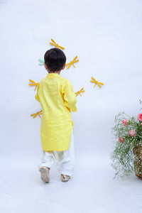 Boys Yellow Kurta With Dori Work And Salwar