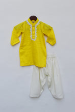 Load image into Gallery viewer, Boys Yellow Kurta With Dori Work And Salwar