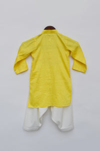 Boys Yellow Kurta With Dori Work And Salwar