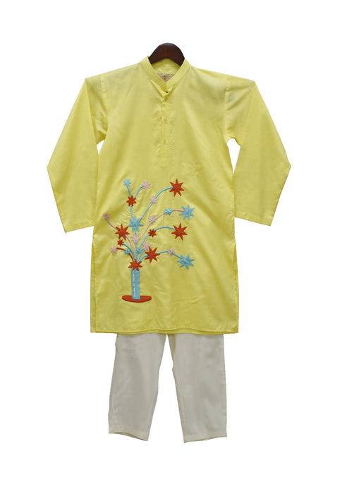 BOYS Yellow Silk Kurta With Pant