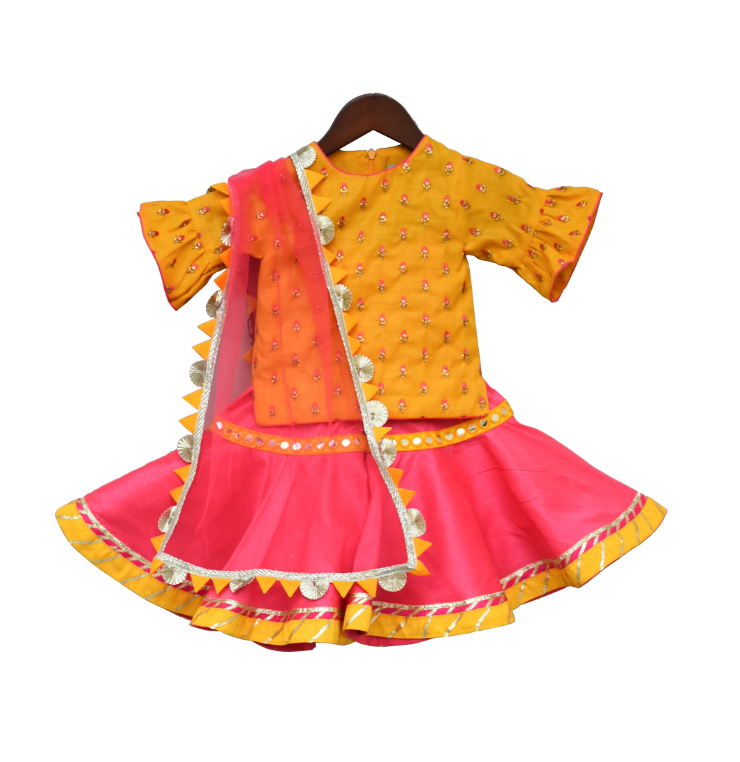 Girls Yellow Bottie Kurti With Sharara