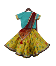 Load image into Gallery viewer, Girls Yellow Brocade Lehenga With Blue Choli