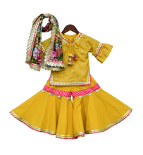Load image into Gallery viewer, Girls Yellow Foil Print Kurti With Sharara