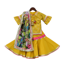 Load image into Gallery viewer, Girls Yellow Foil Print Kurti With Sharara in USA