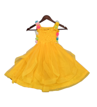 Load image into Gallery viewer, Perfect Panache - Girls Yellow Gown With Multi Colours Flowers