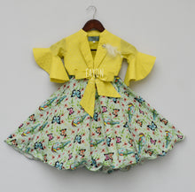 Load image into Gallery viewer, Girls Yellow Knotted Top With Printed Lehenga