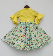 Load image into Gallery viewer, Girls Yellow Knotted Top With Printed Lehenga in USA