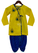 Load image into Gallery viewer, Boys Yellow Kurta With Blue Bandhej Dhoti