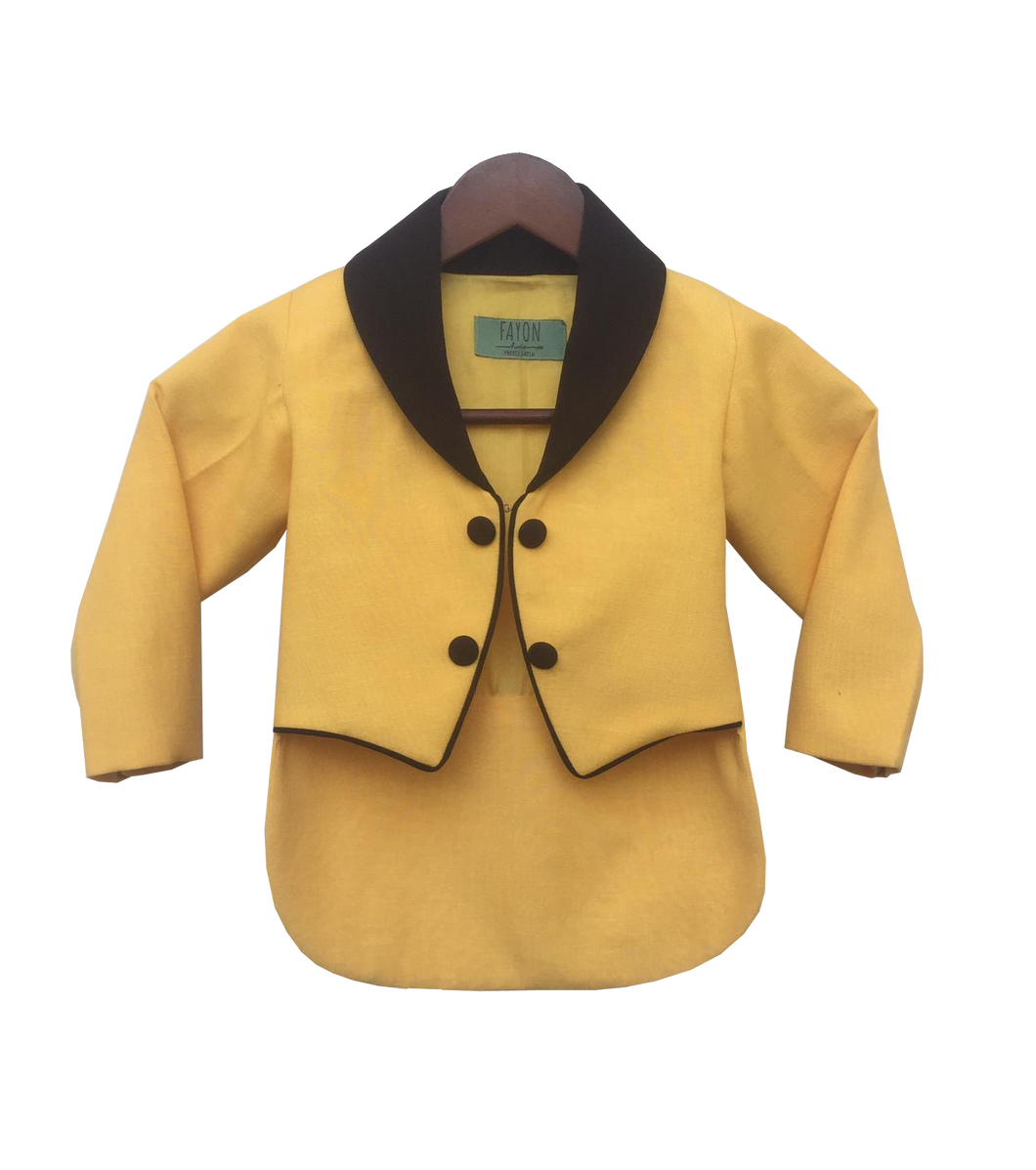 Boys Yellow Linen Coat