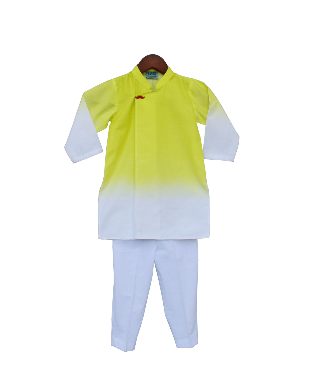 Boys Yellow & White Kurta With Pant