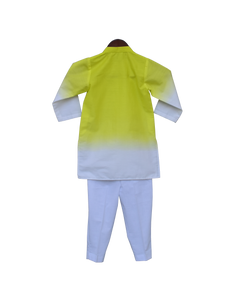 Boys Yellow & White Kurta With Pant