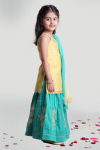 Load image into Gallery viewer, Girls Pastel Green Skirt With Short Kurti And Dupatta